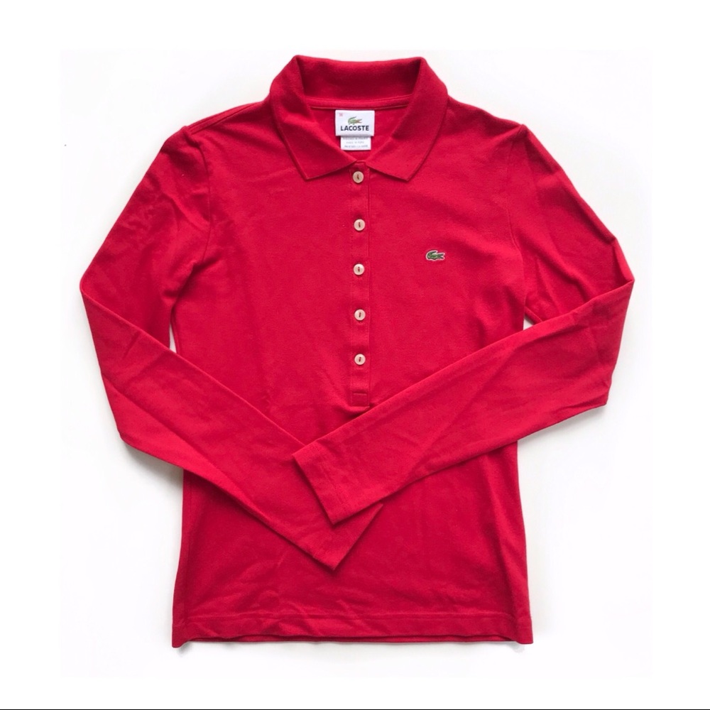 Lacoste red long sleeve polo - Like new